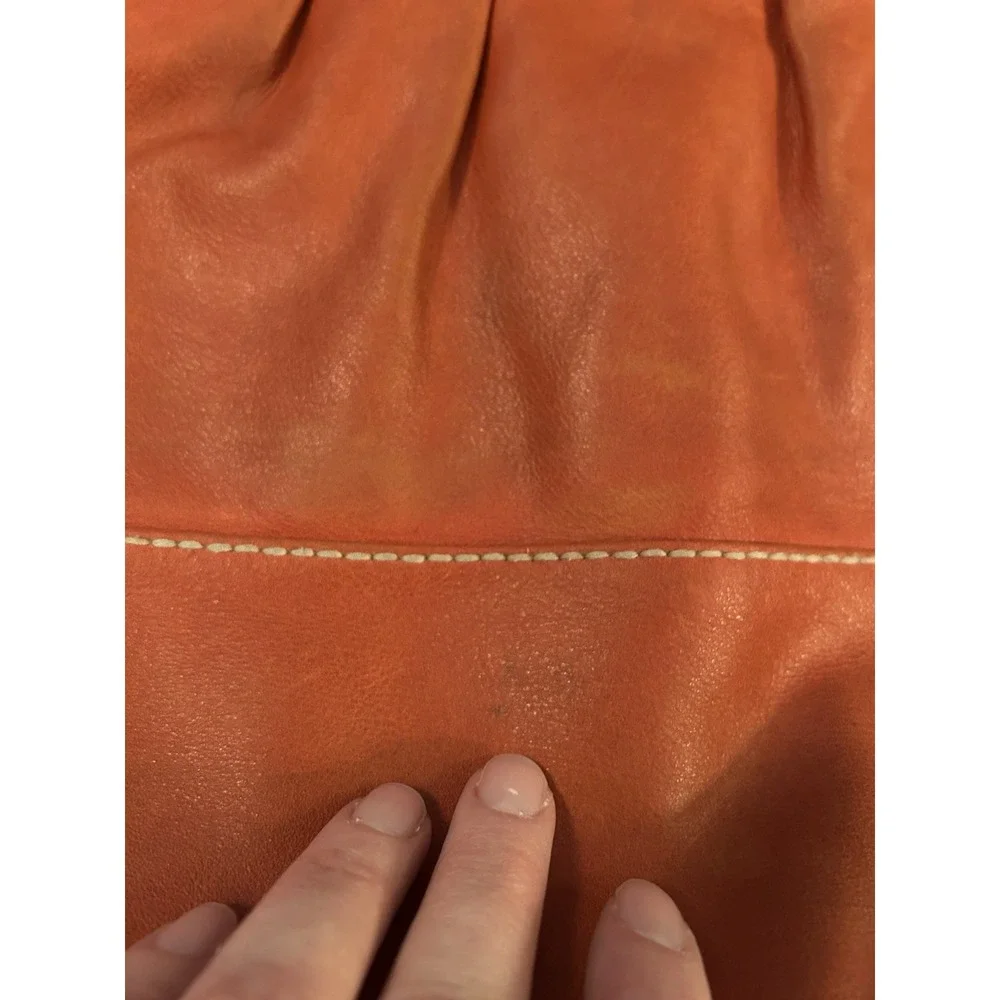 Vintage Fossil Burnt Orange Soft Leather Hobo Shoulder Bag Slouchy Purse 90's
